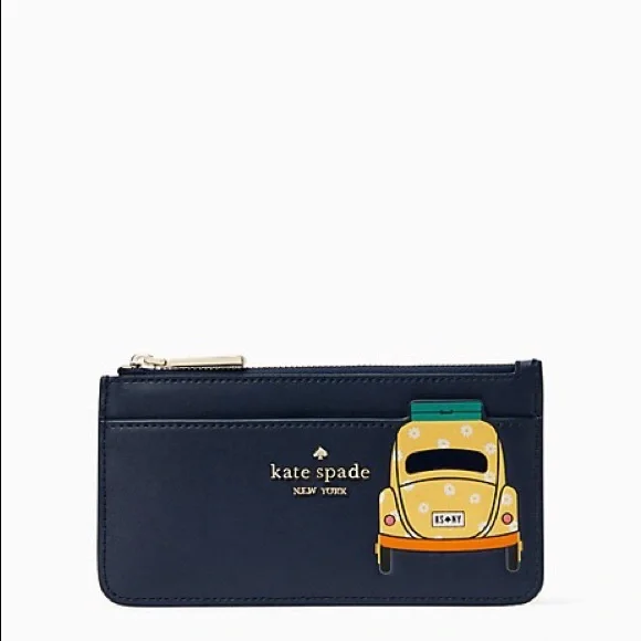 ♠️ Kate spade Daisy Car Beep Beep Large Slim Card Holder, Blazer Blue Multi